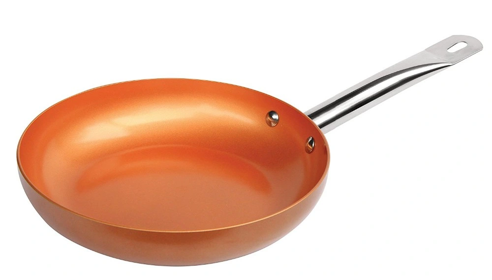 New Design Copper Titanium Coated Non-Stick Egg Fish Skillet Frying Pan with Ss Handle