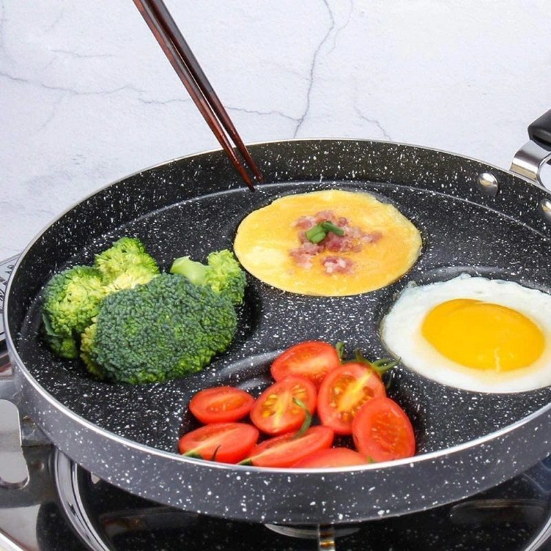 Hot Selling Non Stick Aluminum 4 Cups Egg Frying Pan Egg Cooker Rings Mold Round Omelet Burger Pancake Pan for Breakfast Convenience