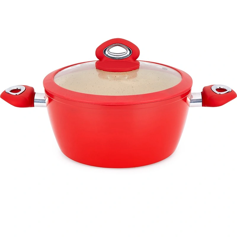 Heavy Aluminum Stock Pot Nonstick Ceramic Cooking Deep Pot Induction Kitchenware Casserole Stewpot with Silicone Lid