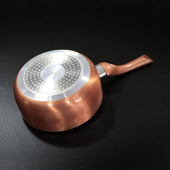 Pressed Aluminum Nonstick Copper Cookware Ceramic Copper Cooking Milk Pot Sauce Pan with Induction Base