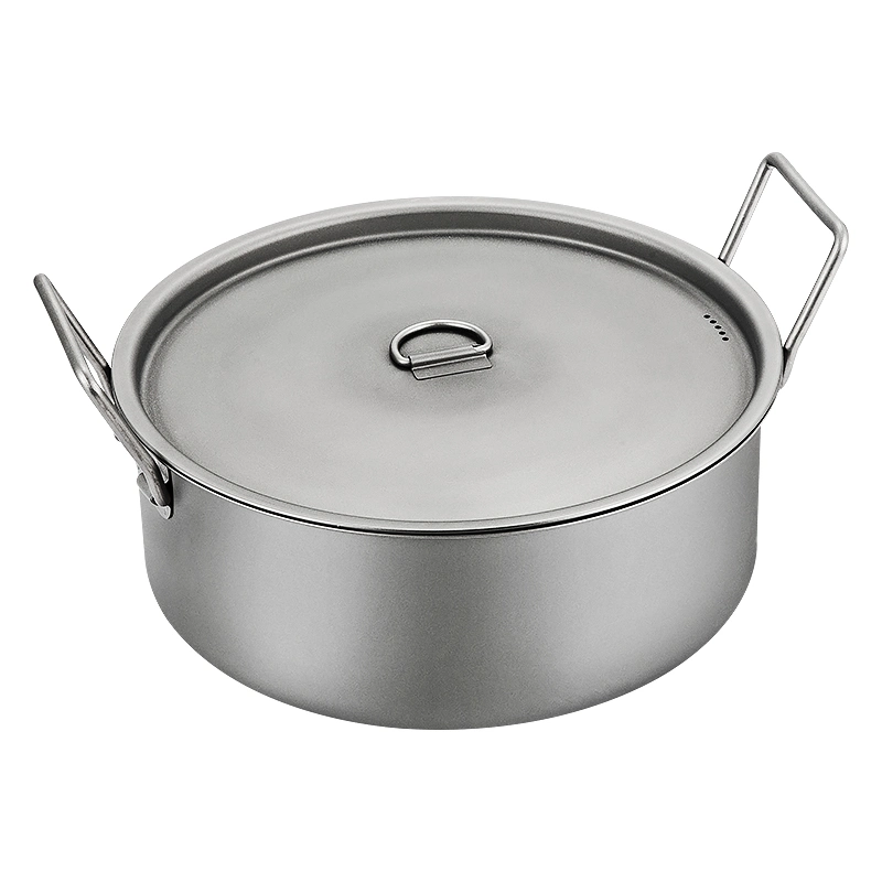 Family Outdoor Camping Durable Portable Pure Titanium Soup Pot Pan