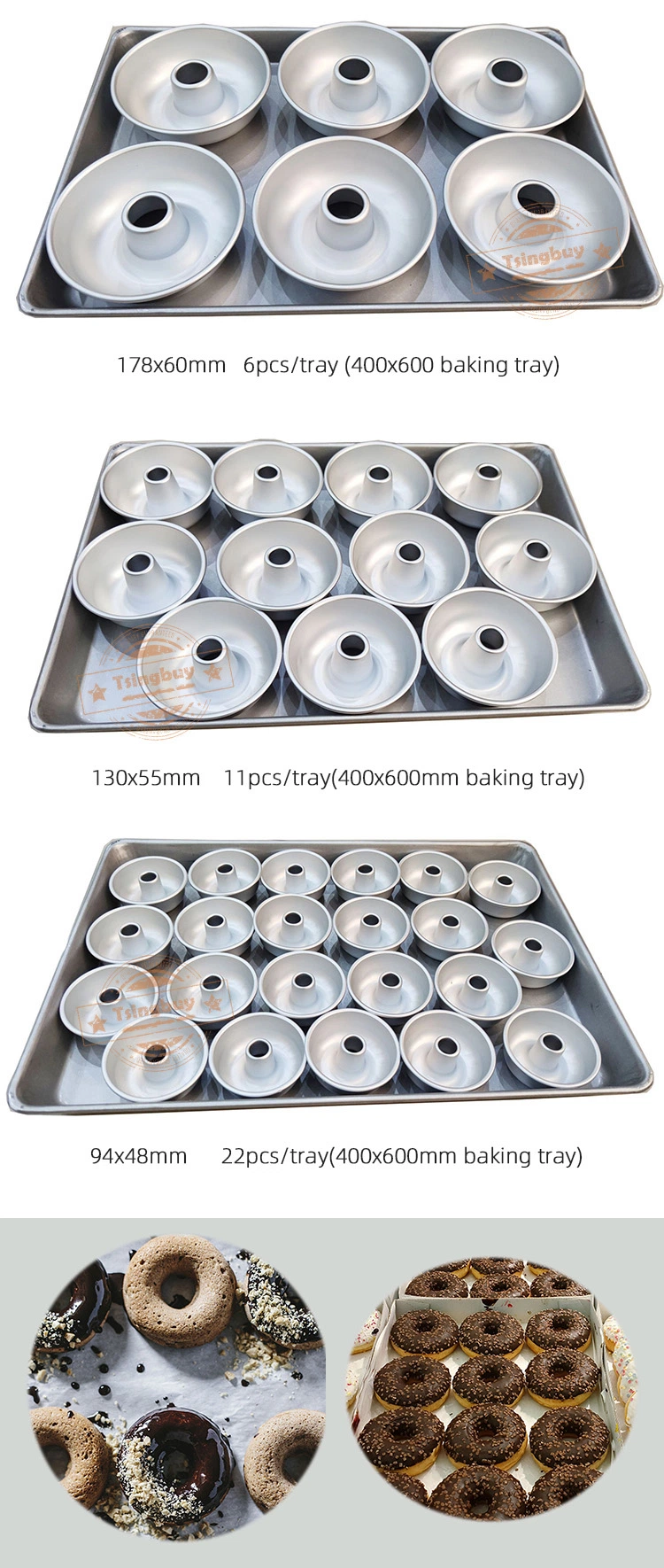 Multiple Sizes Aluminium Bundt Cake Baking Pan Big Donut Cake Ring Cake Baking Pan Tube Pan