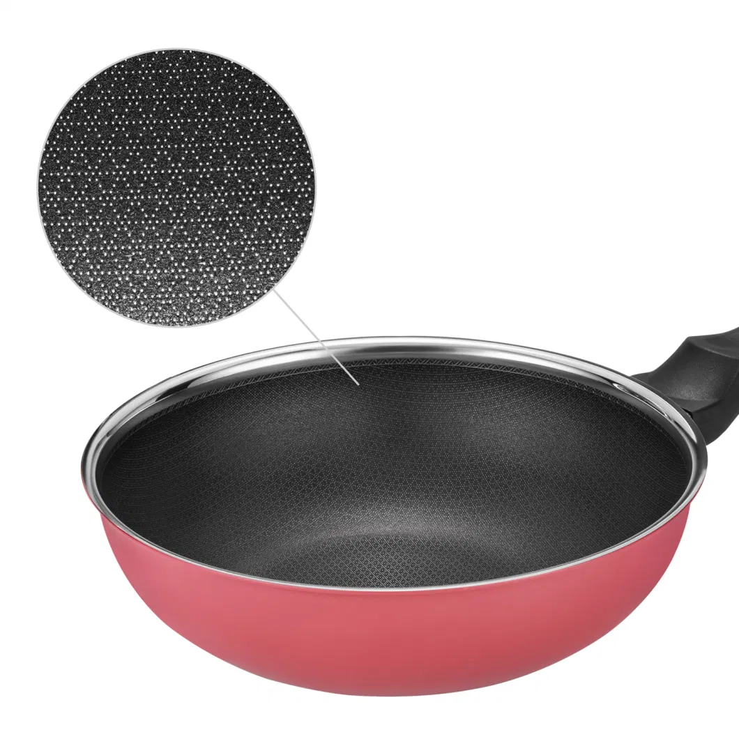 Hot Sales Cookware Stainless Steel Non-Stick Eterna Coating Ceramic Outer Layer Wok