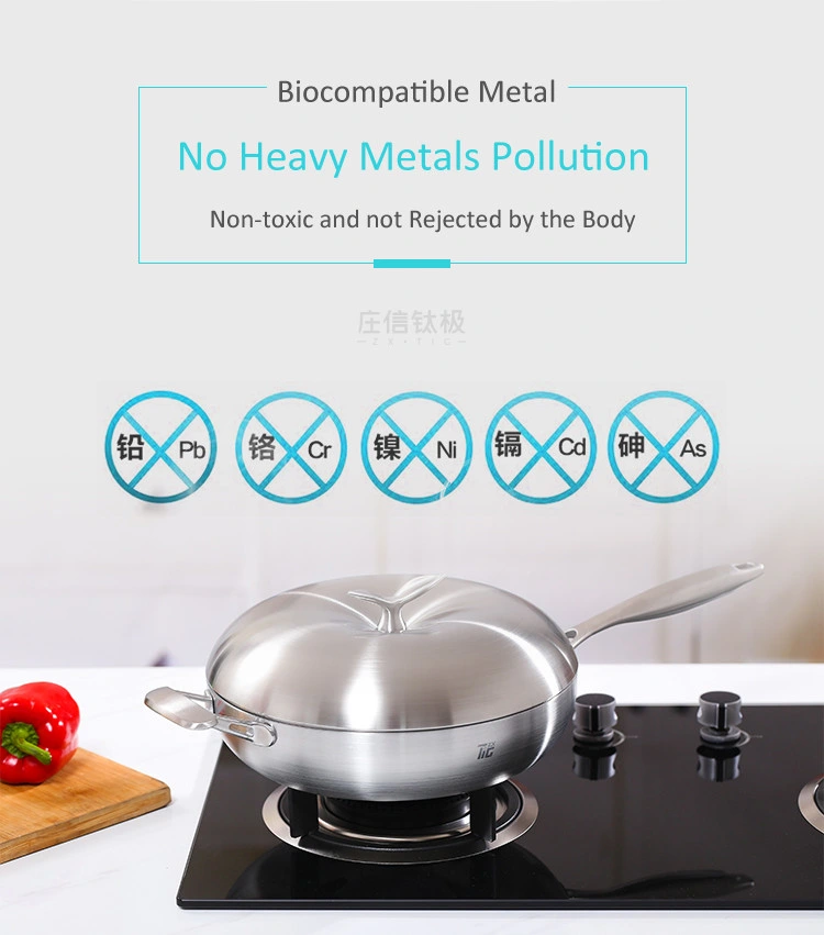 28cm Hot Selling Chinese Titanium Stainless Steel Nonstick Frying Wok Cook Pan
