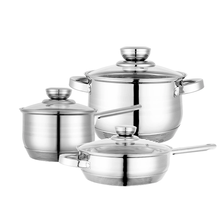 Manufacture High Quality 6 Pieces Induction Cooker Kitchen Cooking Cookware Set Stainless Steel Pots and Pans