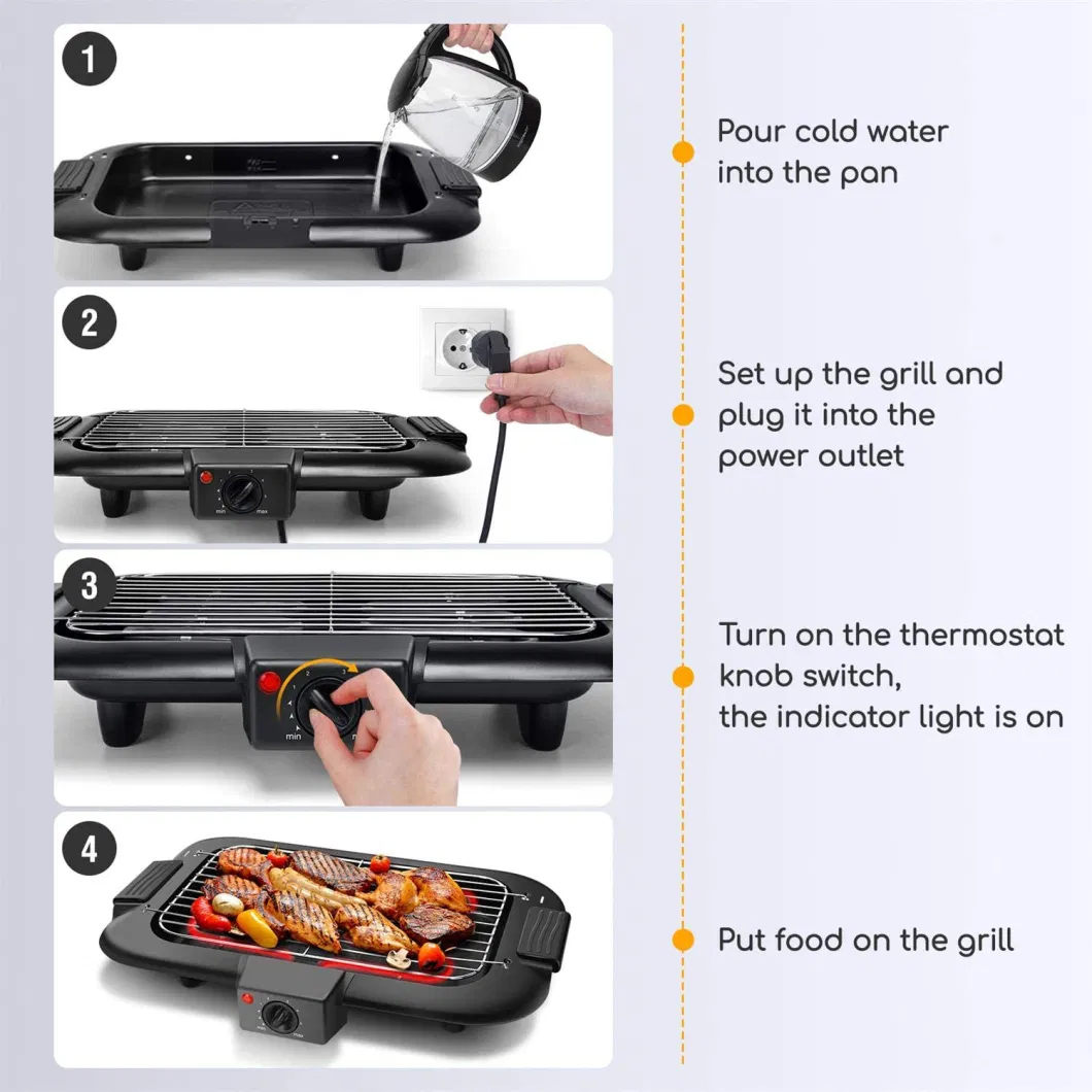 2000W Electric BBQ Grill Smokeless Grill Plate Indoor Grill Pan