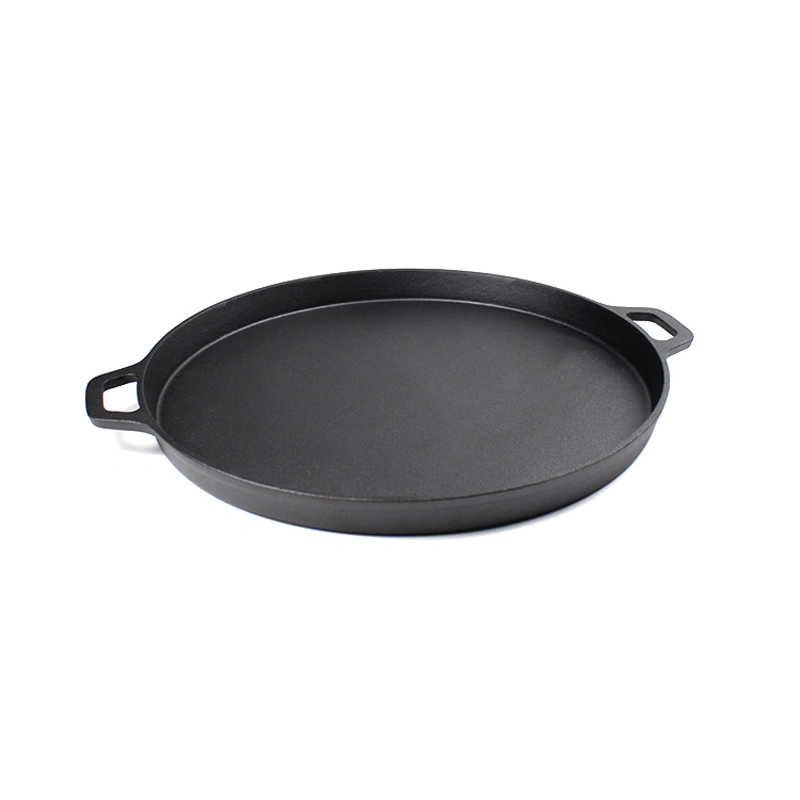 Big Pre-Seasoned with 2 Loop Handles Large Cast Iron Fry Pan Skillet Cake Baking Grill Baking Pan Cast Iron Pizza Pan