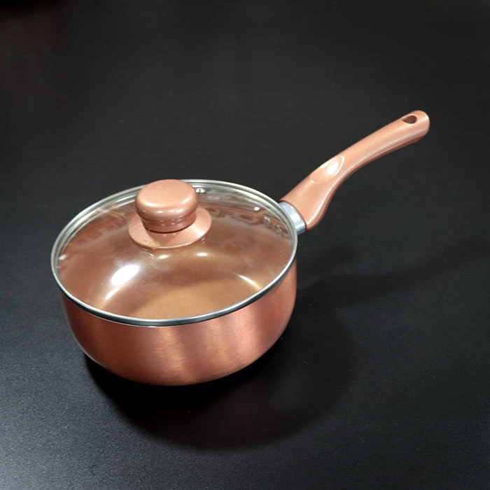 Pressed Aluminum Nonstick Copper Cookware Ceramic Copper Cooking Milk Pot Sauce Pan with Induction Base