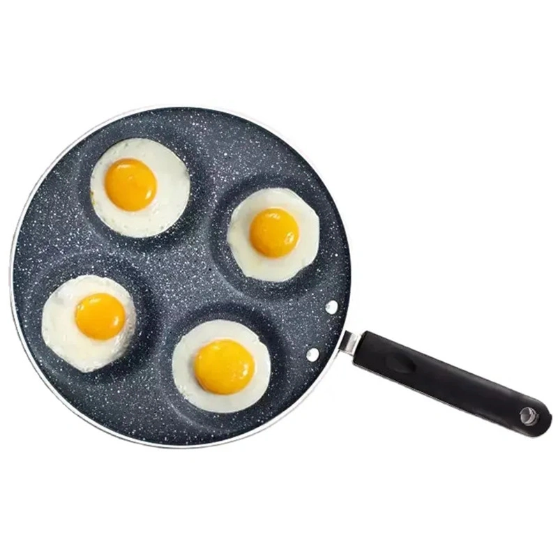 Aluminum Nonstick 4 Cups Round Egg Frying Pan Round Pancake Cooker Pan for Breakfast