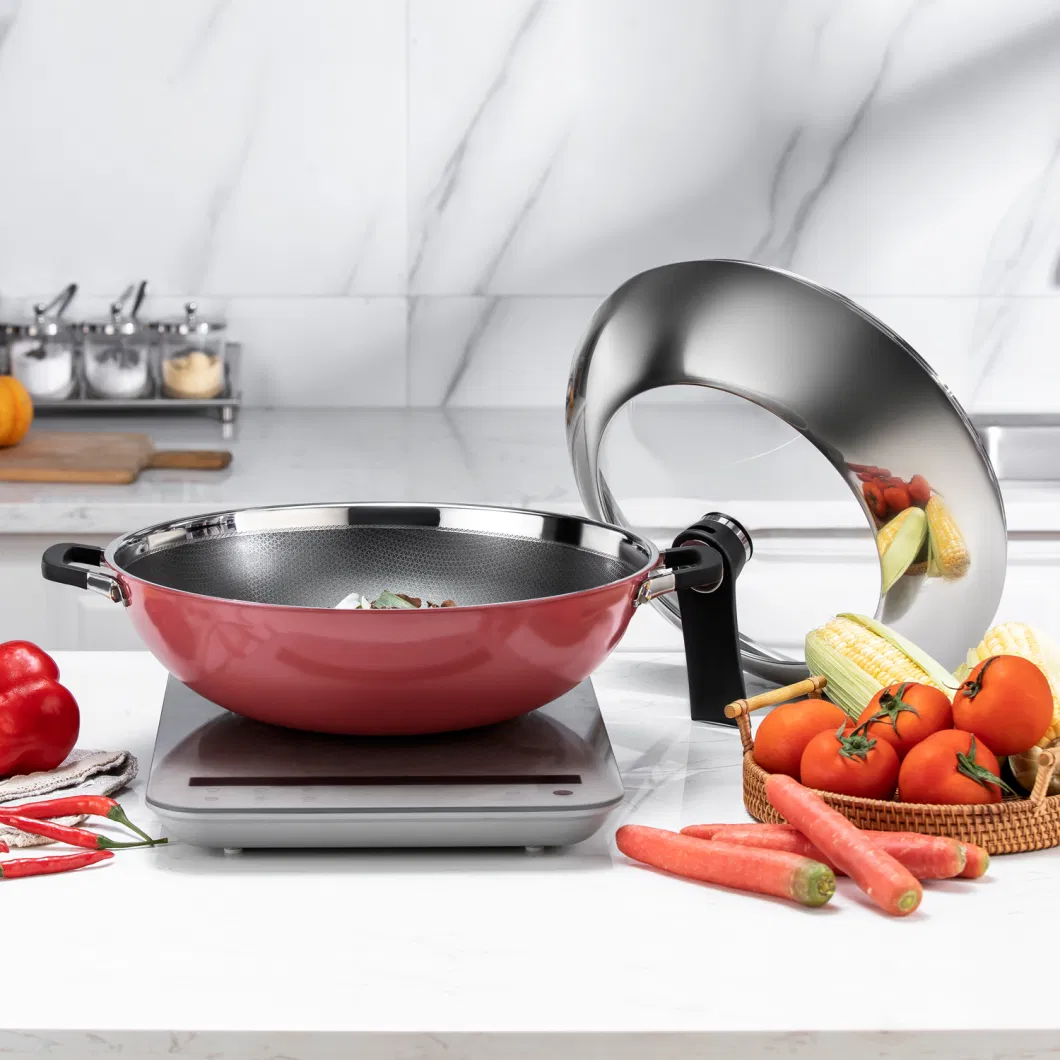 Hot Sales Cookware Stainless Steel Non-Stick Eterna Coating Ceramic Outer Layer 36cm Wok