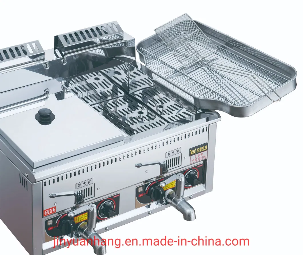 French Fries Fried Chicken Kitchen Equipment Machine Commercial Double-Pot Desktop Gas Deep Fryer Bdh-12lw