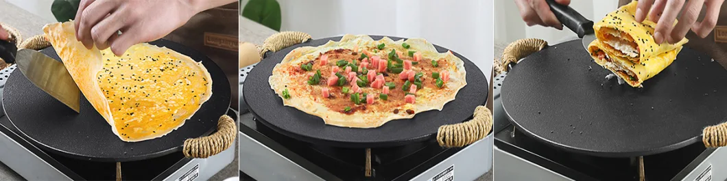 Cast Iron Induction Crepes Pan Baking Cookie Tawa Pan Uncoated Pizza Pan