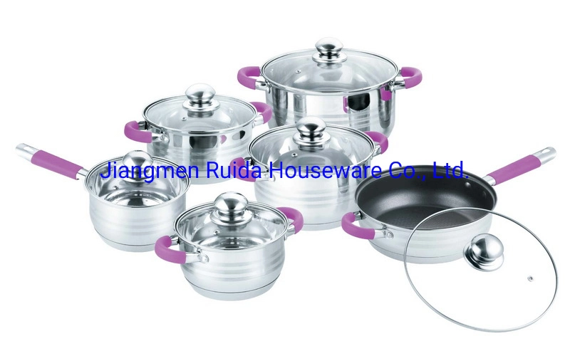 Nonstick Casserole Frying Pan 12PCS Stainless Steel Cookware