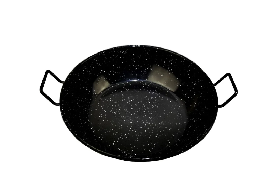 Outdoor Kitchen Restaurant Round Dish Cooking Fry Pan Spanish Seafood Grill Enamel Paella Pan