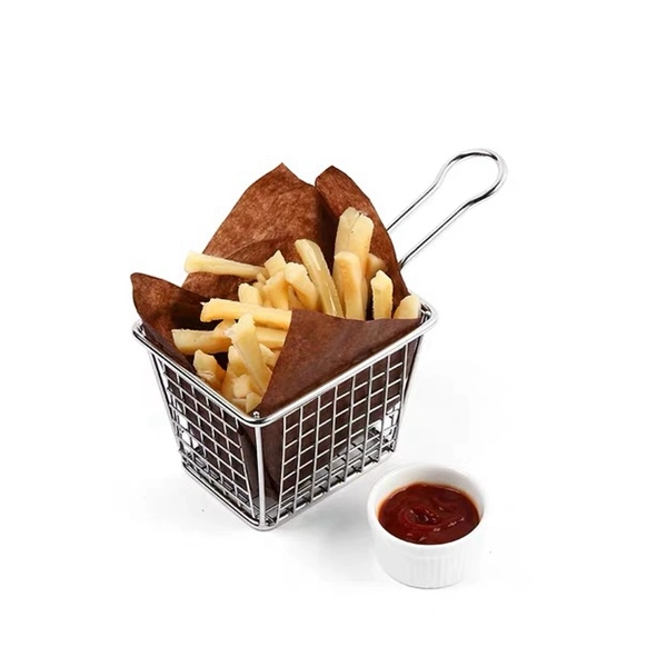 Stainless Steel French Fries Holder Table Food Display Rack Basket