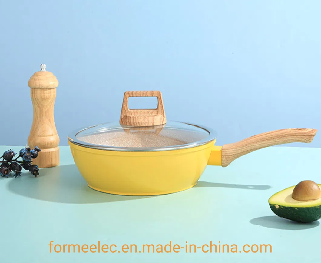 Maifan Stone Cookware Marble Stir Fry Pan 28cm Non-Stick Aluminum Wok