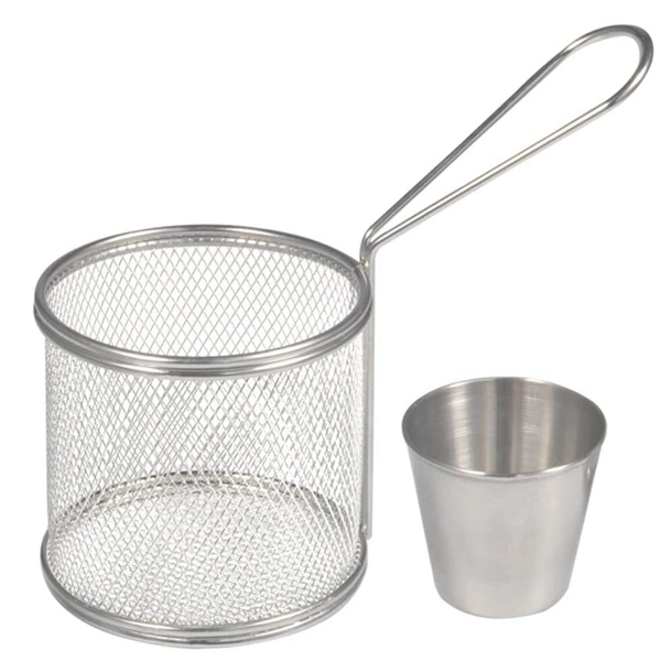 Stainless Steel Round French Fry Basket Holder Kitchen Strainer