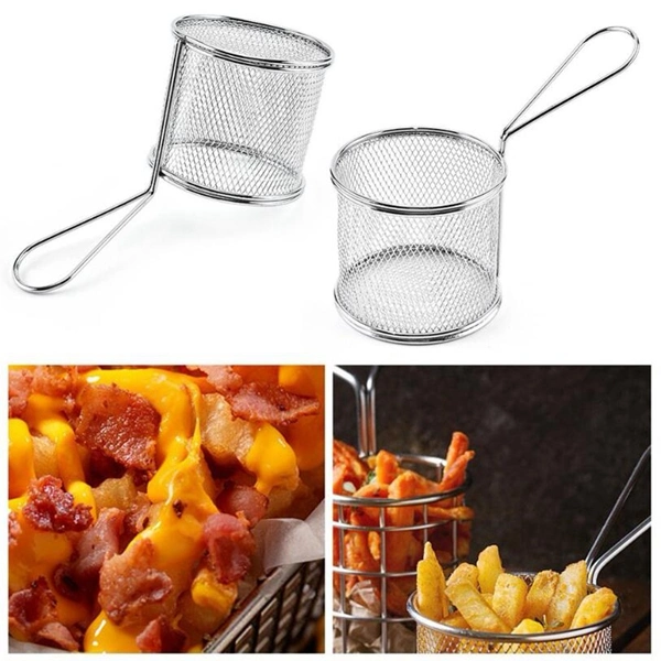 Stainless Steel Round French Fry Basket Holder Kitchen Strainer