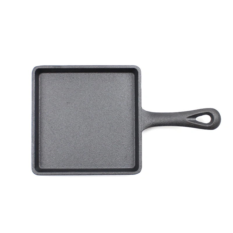 Small Square Mini Cast Iron Frying Pan for Grill Meat Veg Pub Starter