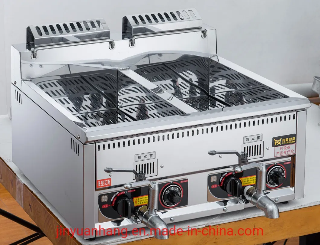 French Fries Fried Chicken Kitchen Equipment Machine Commercial Double-Pot Desktop Gas Deep Fryer Bdh-12lw