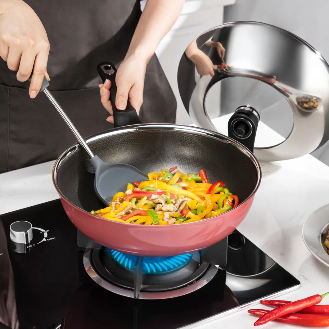 Hot Sales Cookware Stainless Steel Nonstick Eterna Coating Ceramic Outer Layer Wok
