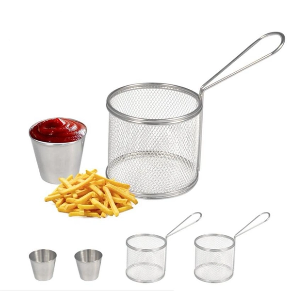 Stainless Steel Round French Fry Basket Holder Kitchen Strainer