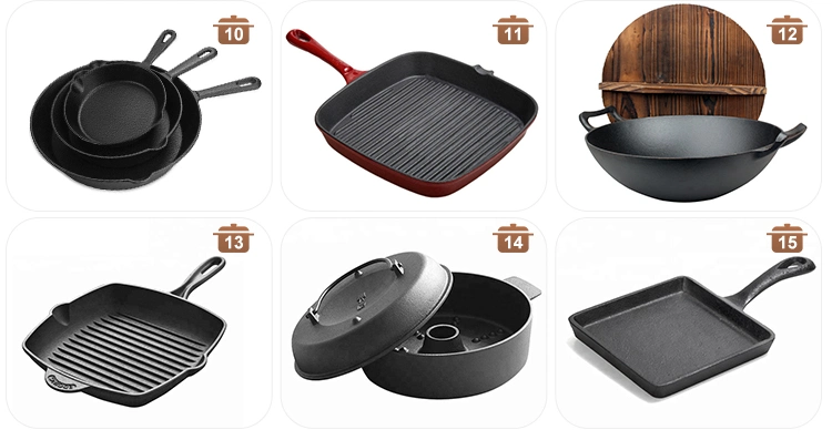 China High Quality Round Bottom Design Non-Stick Cast Iron Frying Wok Pan