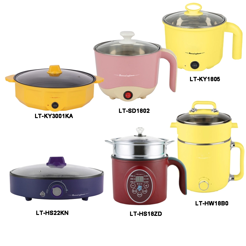600W Dormitory Hot Pot Electric Cooker Maker Mini Nonstick Pot Electric Multi Cooker 1.8L Pots Cooking Set Small Electric Frying Pans