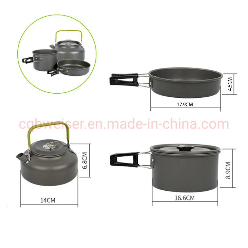Portable Aluminium Outdoor Foldable Camping Cooking Bowl Pots Pans Cookware