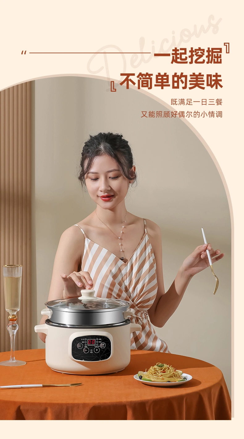 Factory Direct Double-Layer Electric Hot Pot Stainless Steel Steamer Dormitory Electric Steamer Home Small Cooking Pot