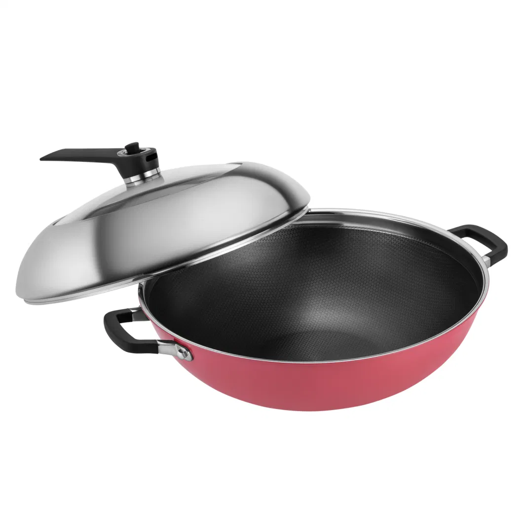 Hot Sales Cookware Stainless Steel Nonstick Eterna Coating Ceramic Outer Layer 34cm Wok