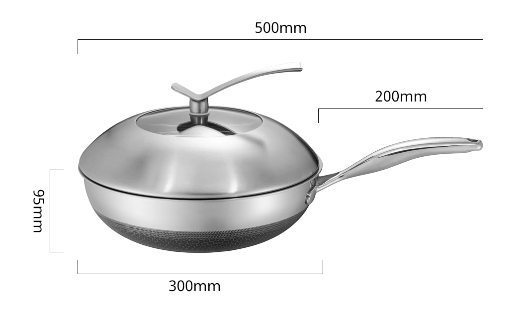 Hot Sales Cookware Stainless Steel Nonstick Double Layer Coating 30cm Wok