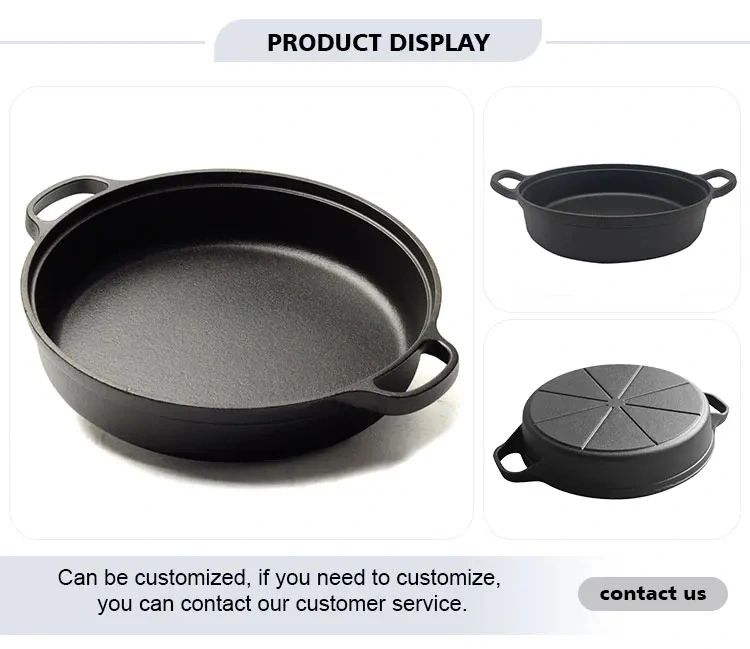 China 2023 New Pre-Seasoned Large Cast Iron Skillet Dual Handle Outdoor Camping Frying Pan