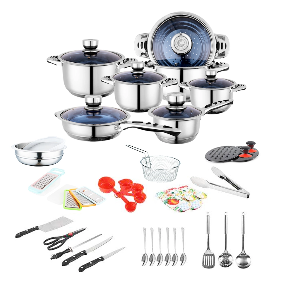 South Africa Cookware Set 50 52 PCS Stainless Steel Frying Pan Casserole Pots and Pans Cooking Pot