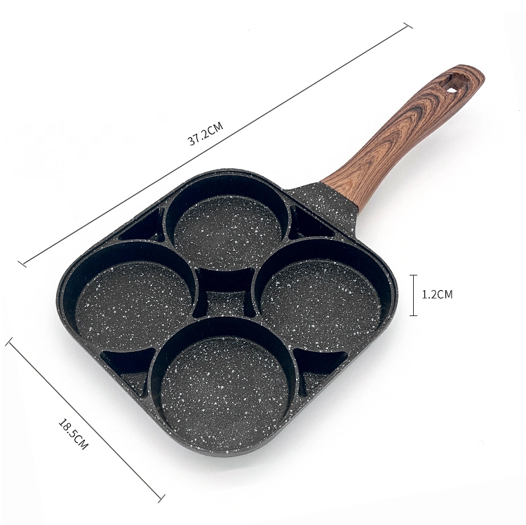 Four-Hole Frying Pot Thickened Omelet Pan Non-Stick Egg Pancake Steak Pan Cooking Egg Ham Pans Breakfast Maker