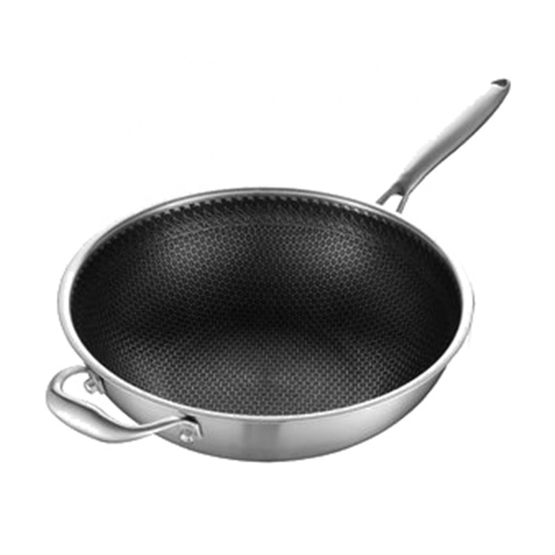 Cookware Honeycomb Non-Stick Stainless Steel Kitchenware Wok Pan Metal Utensil Safe Scratch Resistant