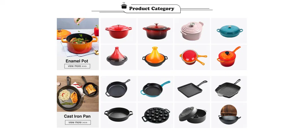 Factory Price BBQ Enamel Cookware Cast Iron Pizza Grill Pan Cast Iron Square Steak Grill Frying Pan