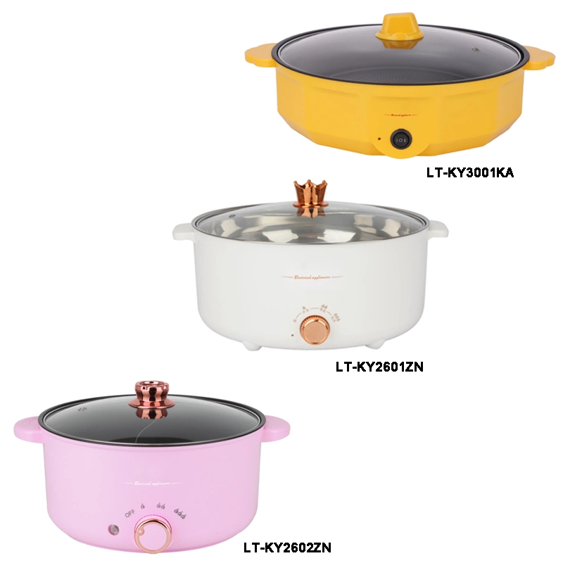 Home Kitchen Appliances 2.6L Electric Cooking Pot Portable Saucepan Multi Function Frying Pan Multicooker with Steamer Hot Pot Nonstick Pans