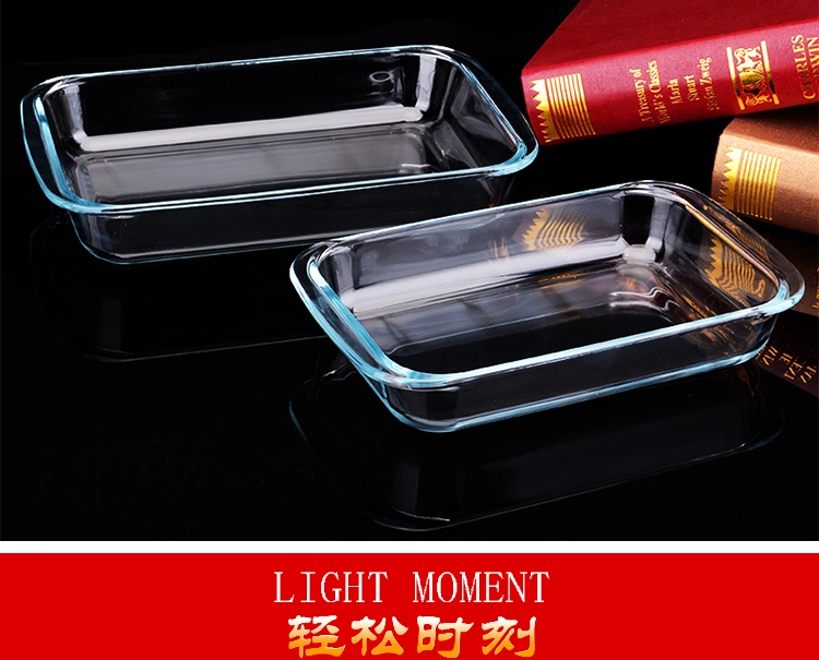 Wholesale Barbecue 2200ml Large Chafing Bakeware Baking Dish Borosilicate Glass Pan with Partitions 4.5L Big Size Rectangle High Borosilicate Glass Plate
