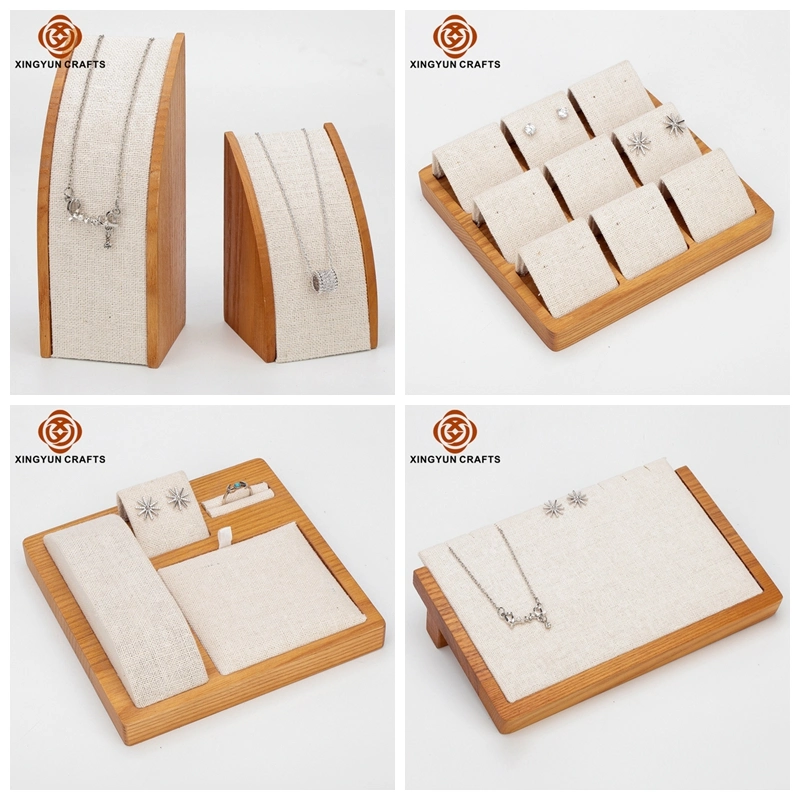 Custom Pendant Jewelry Holder Diamond Ring Earring Natural Wood Jewelry Gift Packaging Display Tray