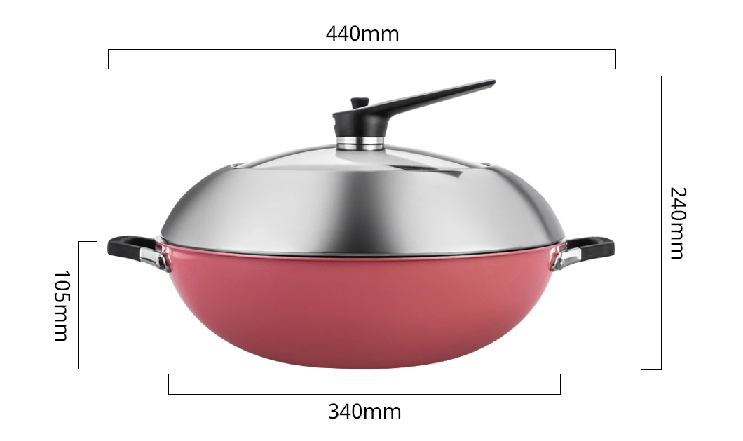 Hot Sales Cookware Stainless Steel Nonstick Eterna Coating Ceramic Outer Layer 34cm Wok