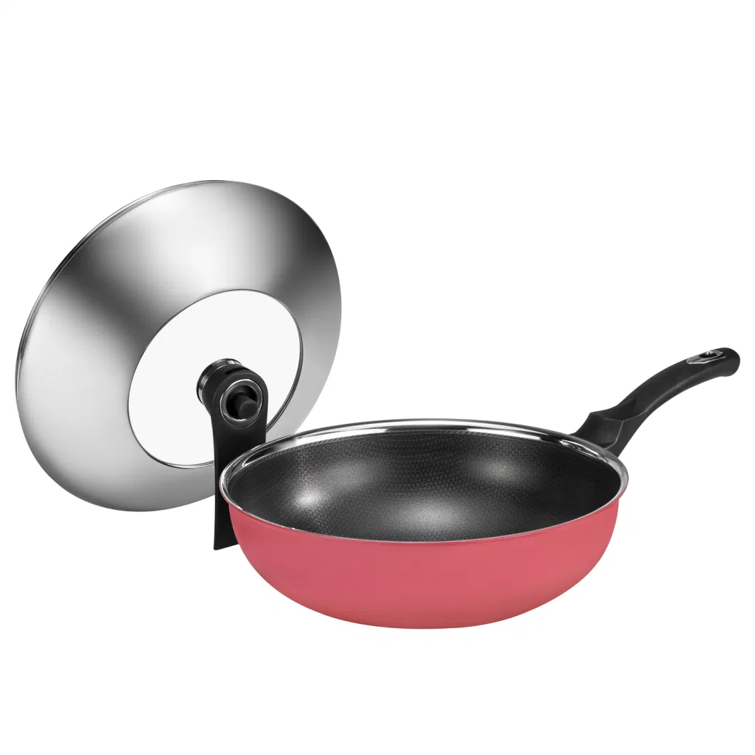 Hot Sales Cookware Stainless Steel Non-Stick Eterna Coating Ceramic Outer Layer Wok