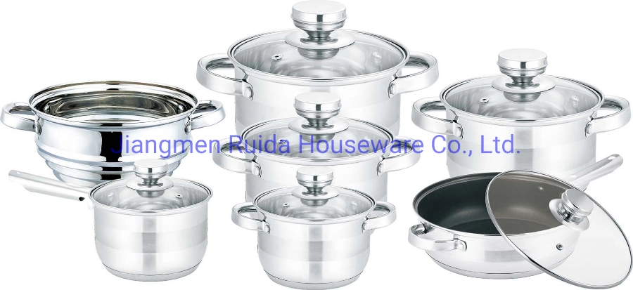 New Design Kitchen Appliance 12PCS Stainless Steel Cookware Cooking Pot