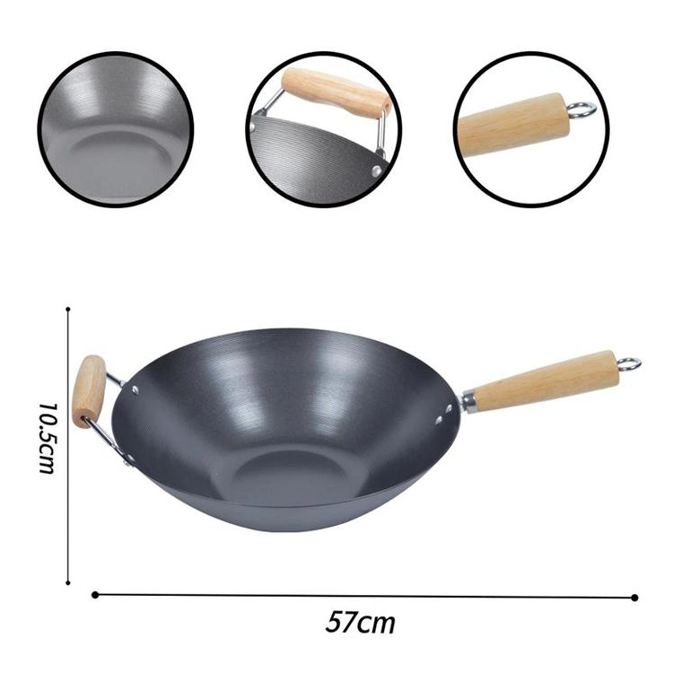 Keyo 14 Inch Chinese Non Stick Wok Pan Carbon Steel