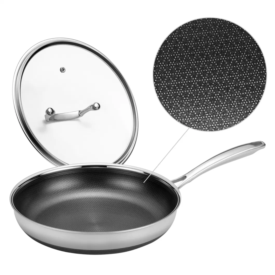 Hot Sales Cookware Nonstick Stainless Steel Double Layers Coating 30cm Frying Pan