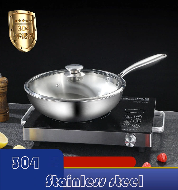 304 Food Grade Three-Layer Stainless Steel Household Non-Stick Steel Wok