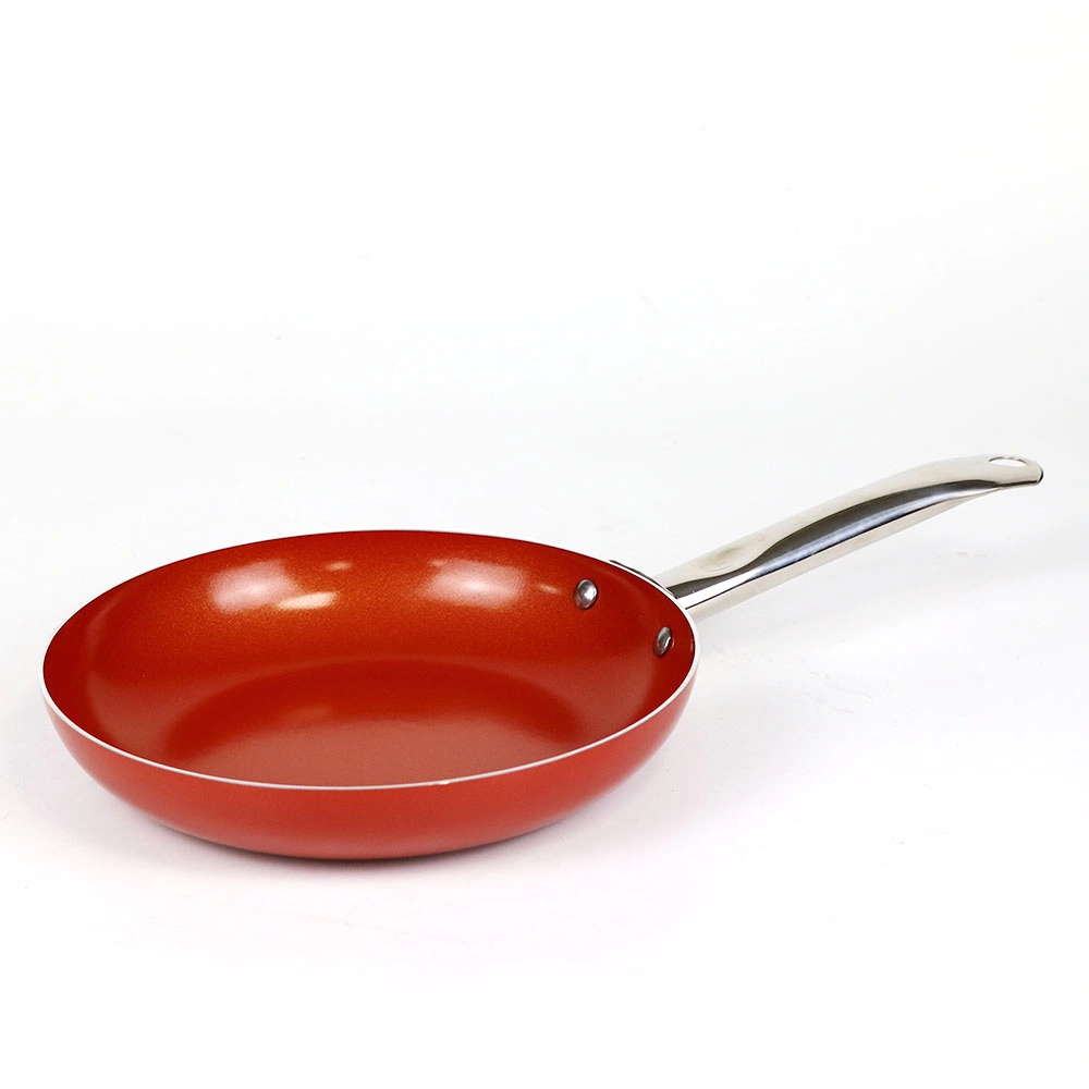 Aluminum Red Copper Ceramic Open Frypan with Induction Base From Chinese Factory