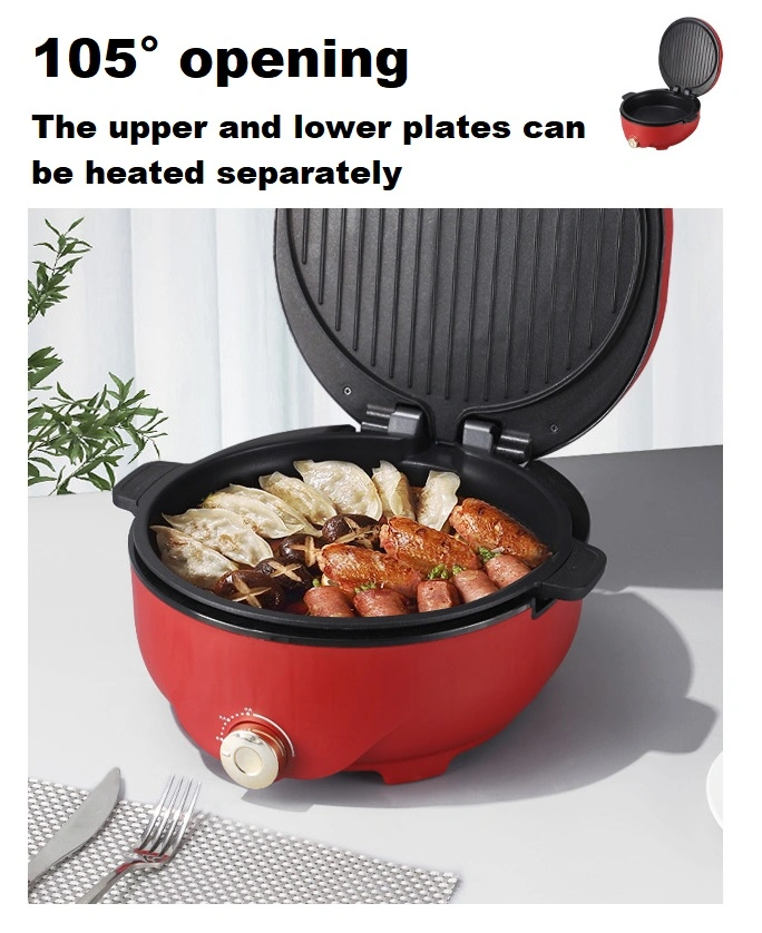 Multi-Function Smokeless Electric Hot Pot and BBQ Grill Pan Electric Grill 2 in 1