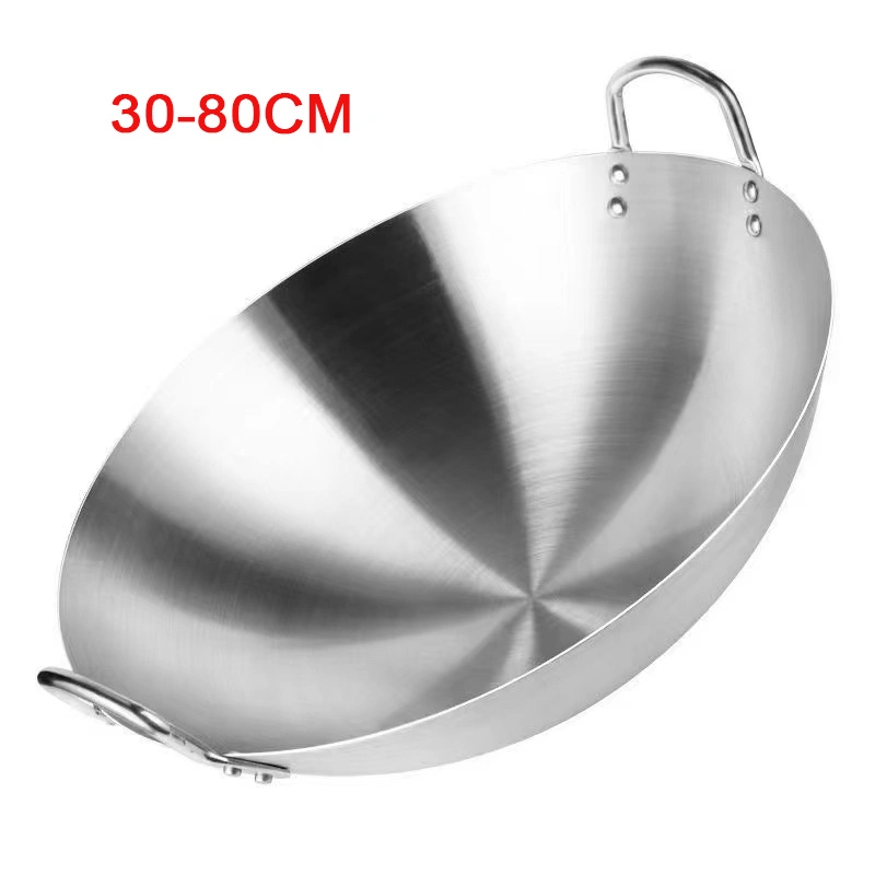 Multi Sizes Chinese Restuarant Stainless Steel Cooking Woks with Double Handle