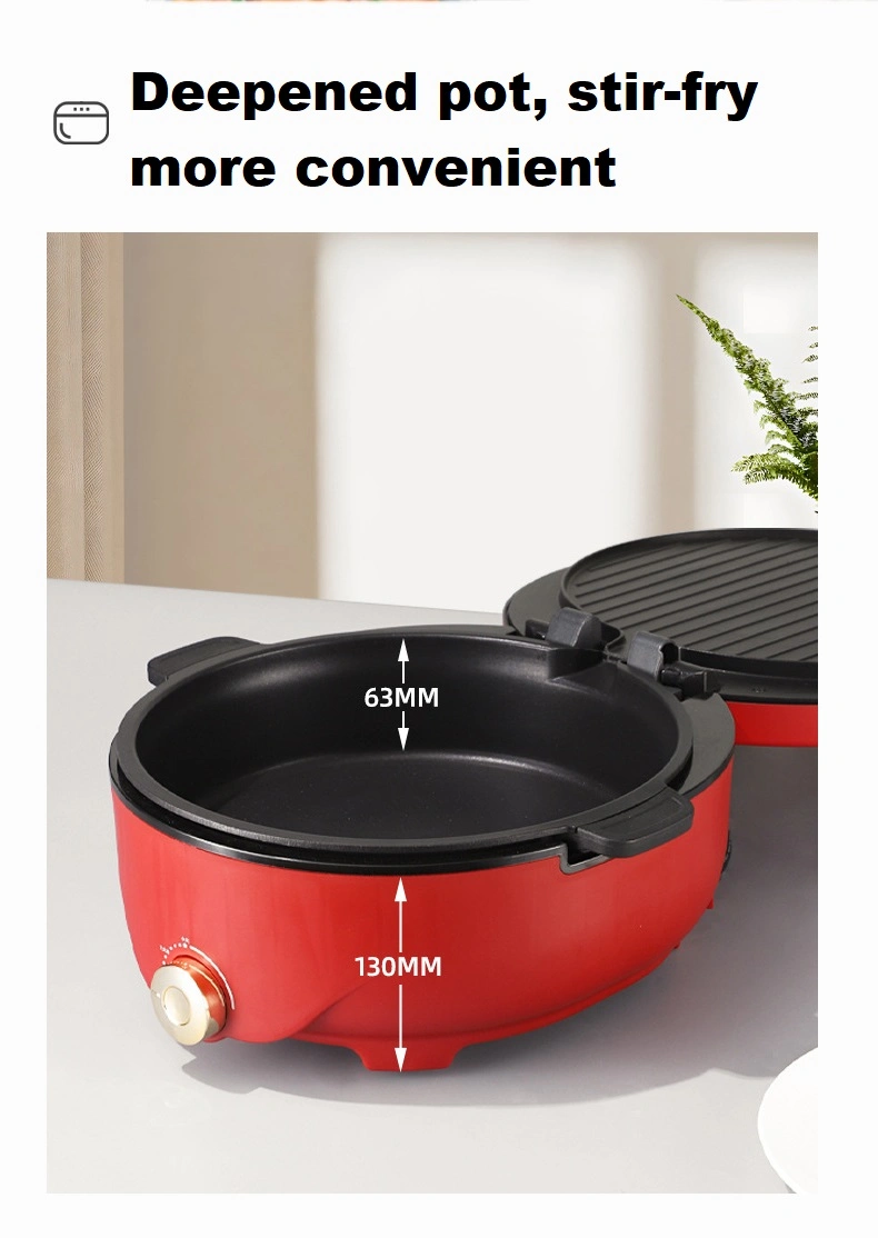 Multi-Function Smokeless Electric Hot Pot and BBQ Grill Pan Electric Grill 2 in 1